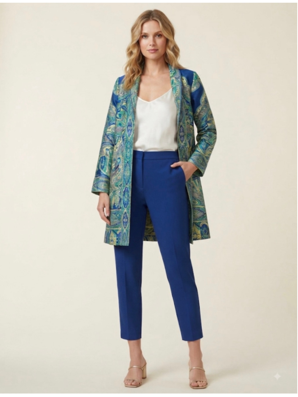 TravelSmith Paisley Jacket Blue Green Size M